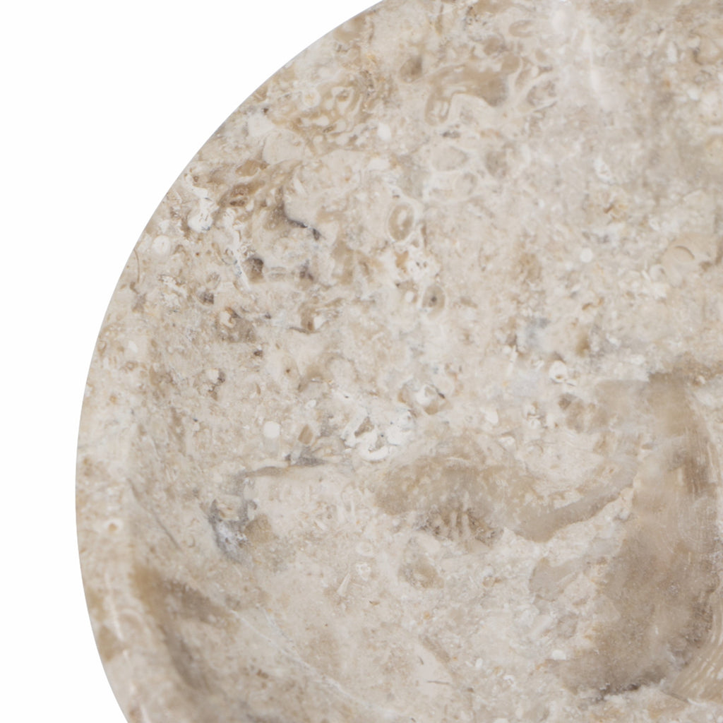 Round Marble Decorative Bowl with Smooth Finish - Cream