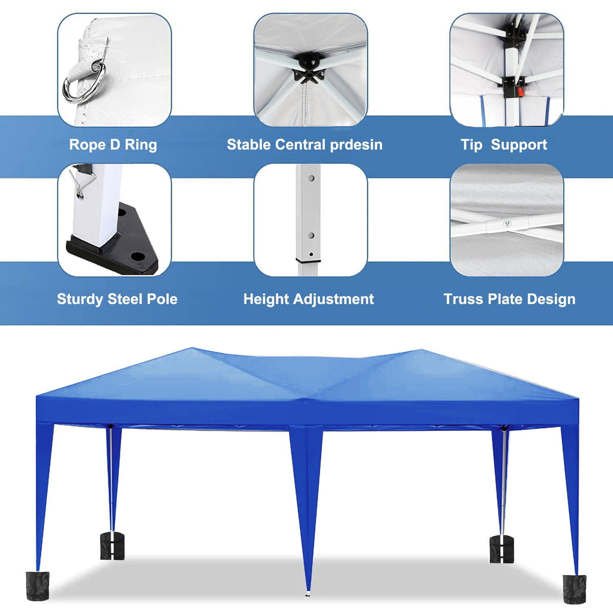 10'x20' Pop Up Canopy Tent with Removable Sidewalls and Carry Bag - White, Pink, Beige, Blue