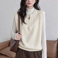 Dark Gray Crew-neck Half-zip Knit Vest