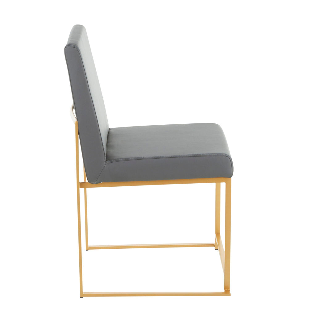 Contemporary High Back Dining Chair Set with Upholstered Seat - Multiple Colors