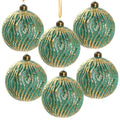 Glass Christmas Ball Ornaments with Decorative Finish - Green, Gold, Red