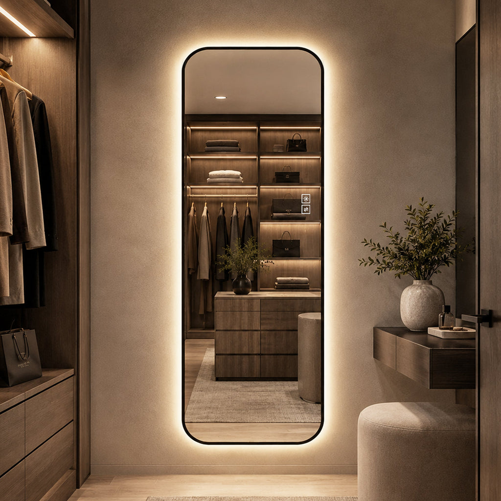 65" x 24" Oversized Backlit Rectangular LED Full Length Mirror
