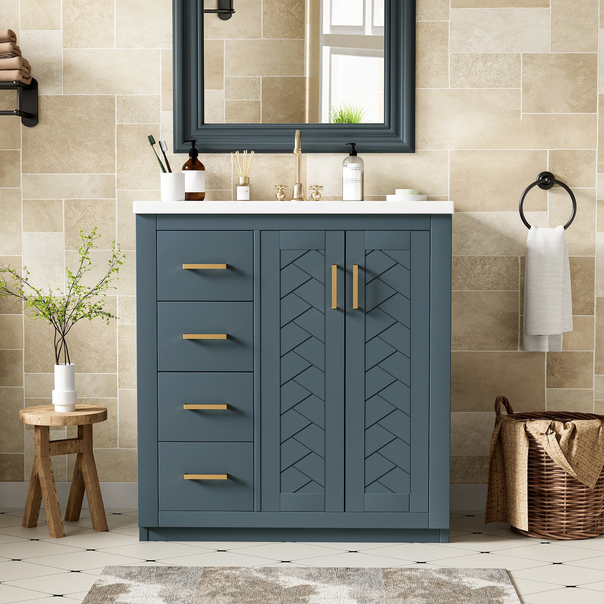 30'' Bathroom Vanity with Ceramic Sink Combo
