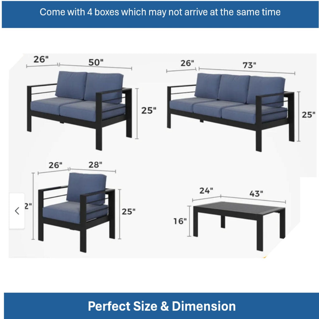 All-Weather Outdoor Patio Set with Thick Cushions - Multiple Colors