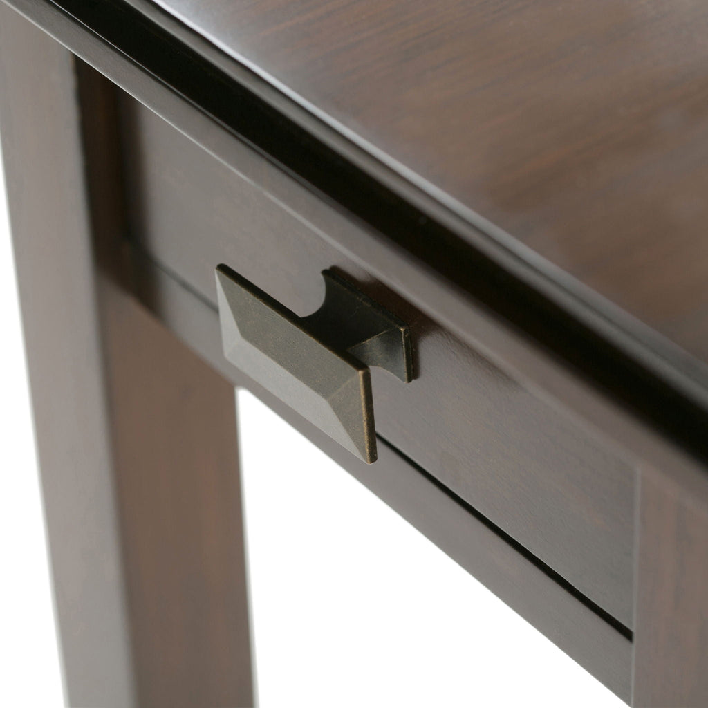 Handcrafted Narrow Side Table with Functional Drawer - Dark Brown
