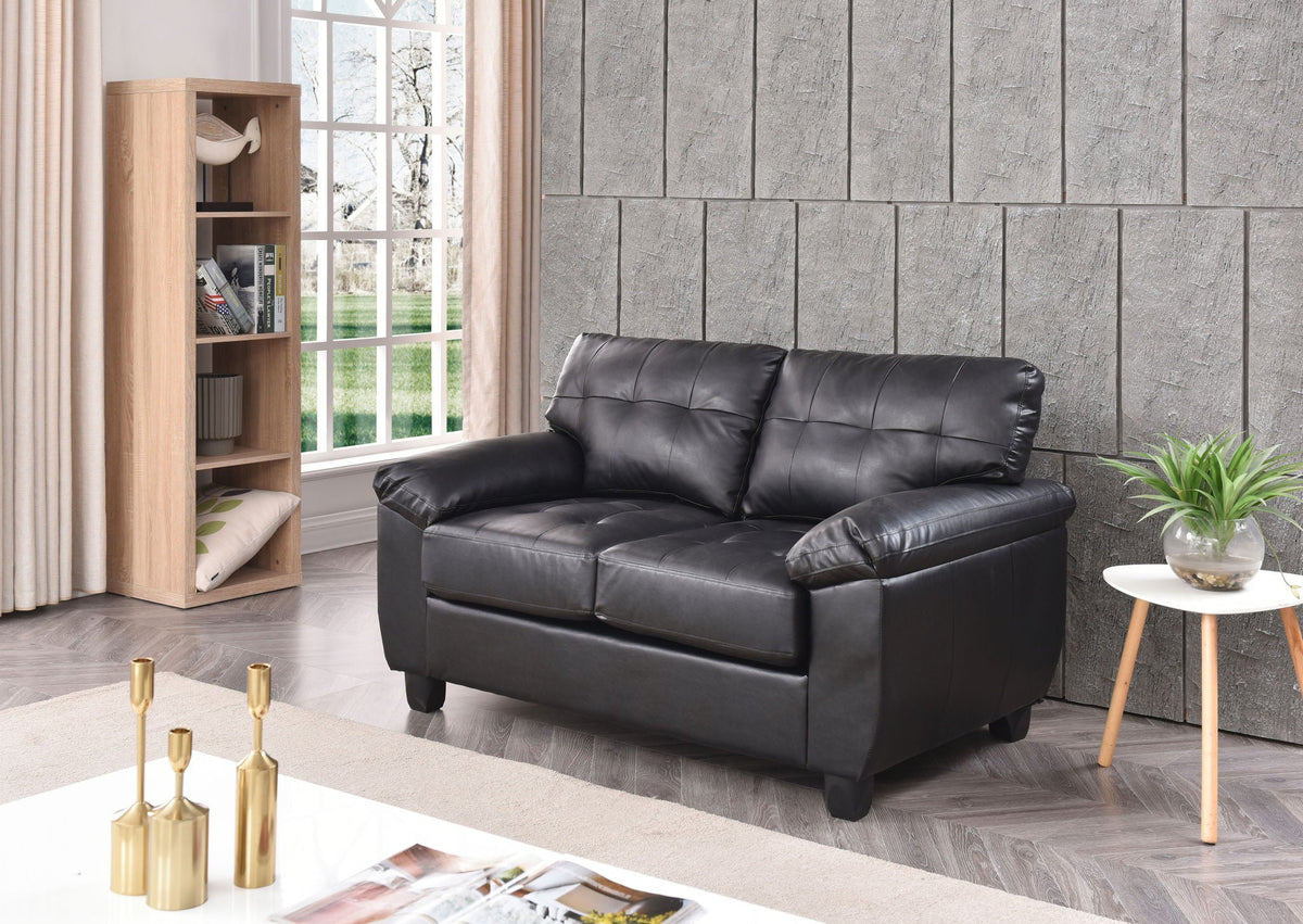 Stylish Loveseat With Padded Arms - Black or Dark Gray