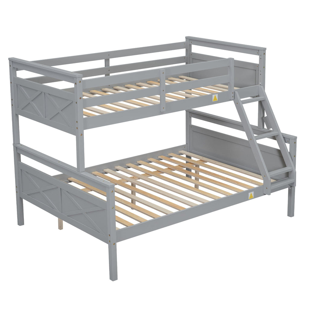 Twin Over Full Bunk Bed with Ladder and Storage Options - White or Dark Gray