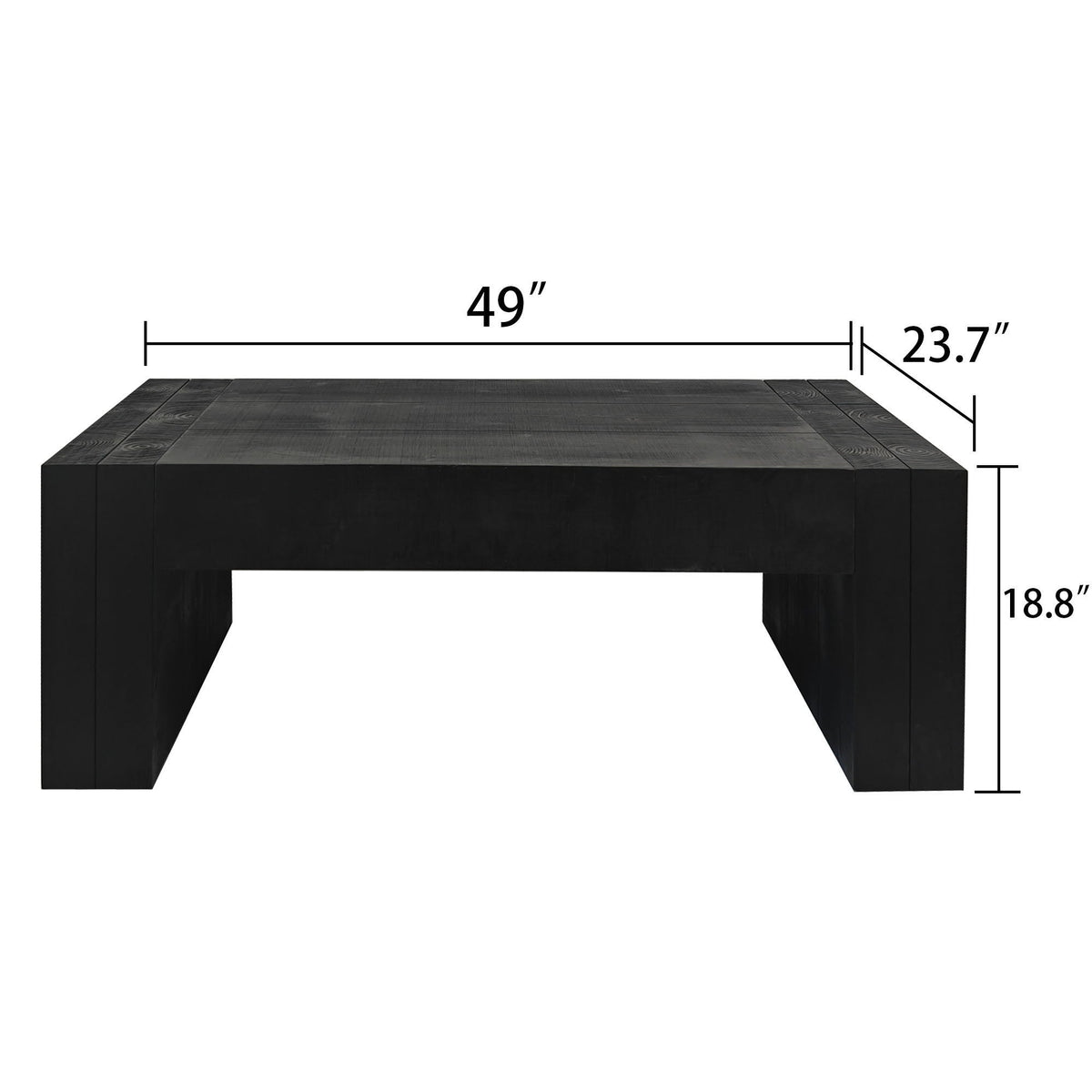 Minimalist Rectangular Center Table for Living Room with Wood Construction - Light Brown or Black