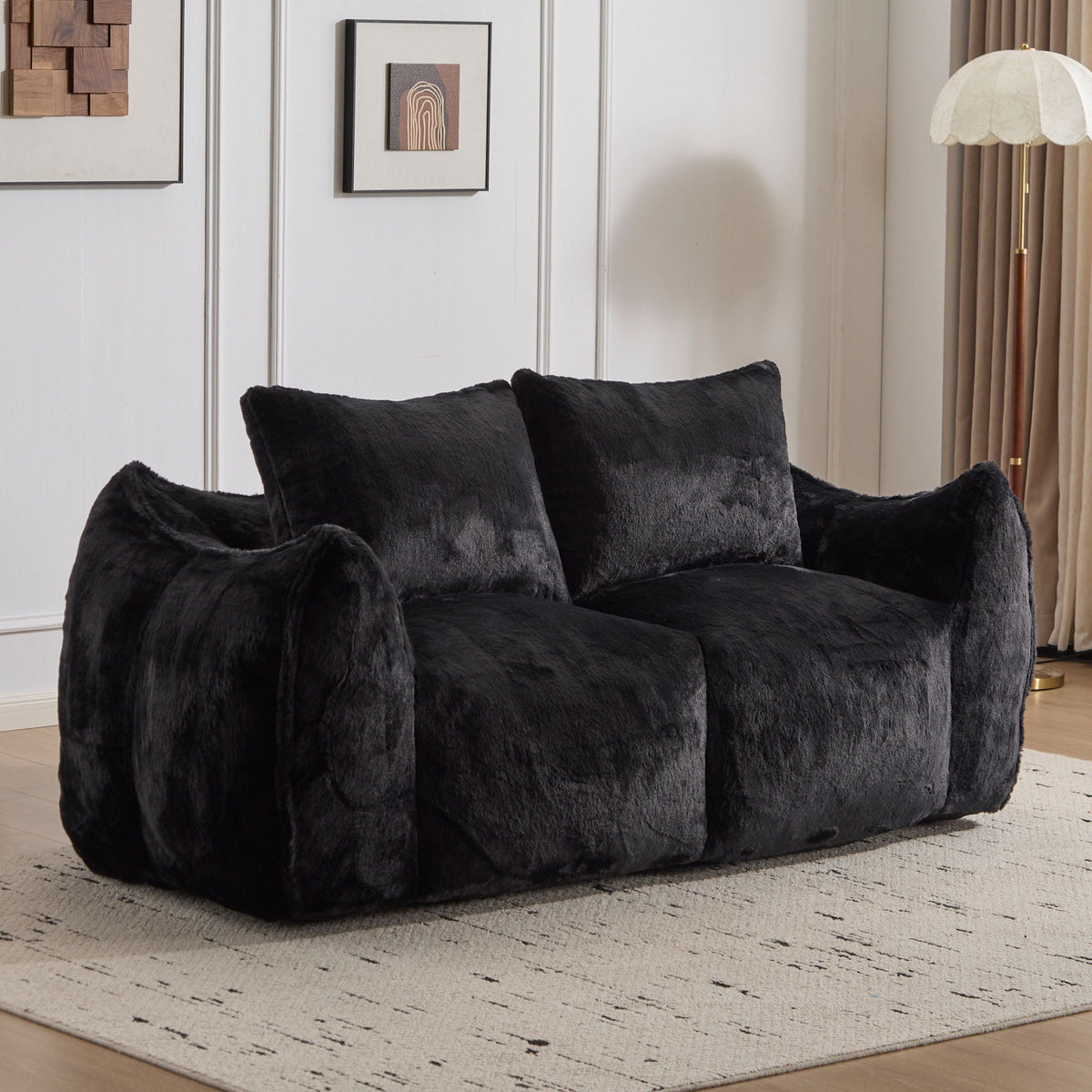 Ultra Soft Faux Fur Bean Bag Loveseat with Shredded Sponge Filling - Multiple Colors
