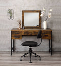 Juvanth Rustic Vanity Desk Mirror with Storage - Oak