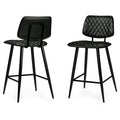 Upholstered Counter Height Stool Set with Quilted Seat – Black or Dark Gray