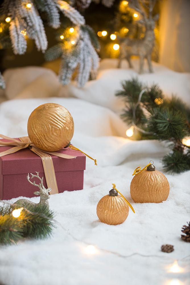 Glass Christmas Ball Ornaments with Decorative Finish - Green, Gold, Red