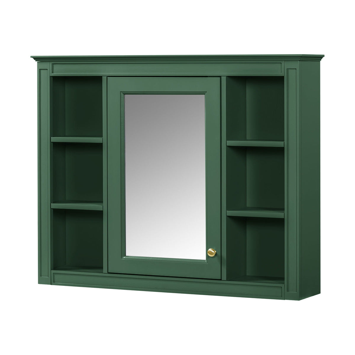 Wall Mounted Medicine Cabinet With Mirror, Storage Cabinet Featuring 6 Open Shelves And Adjustable Interior