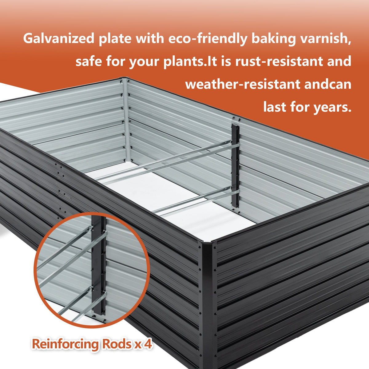Metal Raised Garden Bed Kit with Gloves - Galvanized Steel
