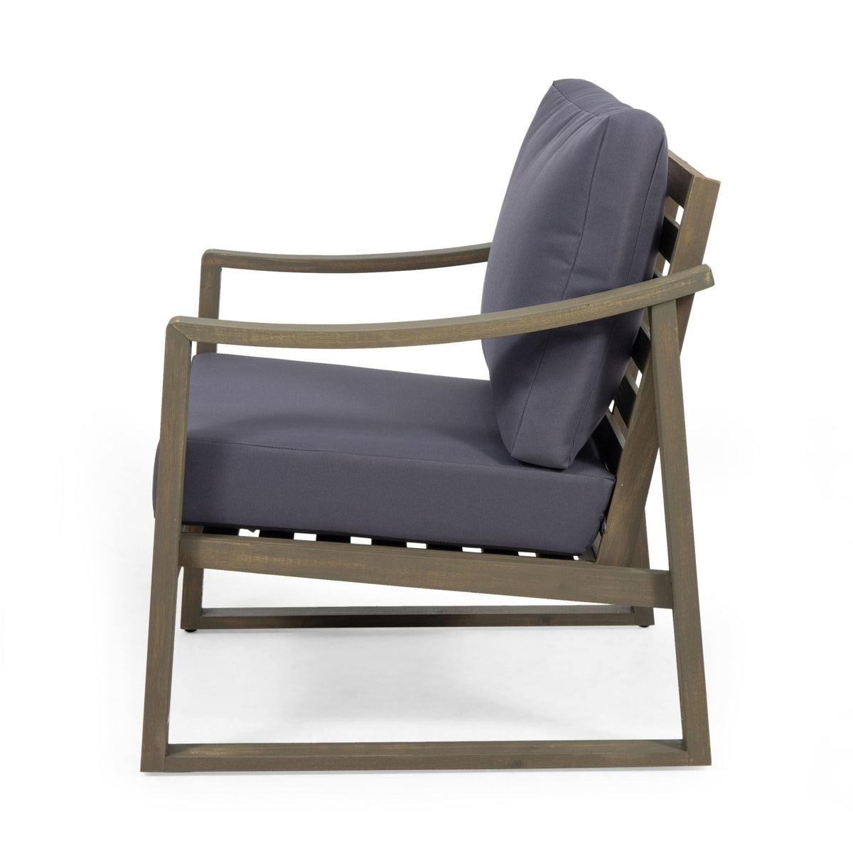 Samwell Outdoor Club Chair with Water-Resistant Cushions - Dark Gray