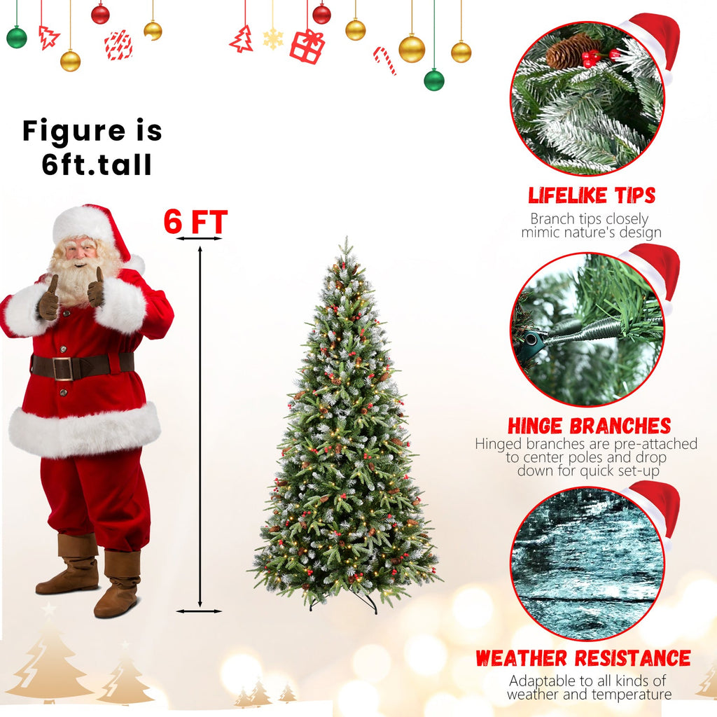 9FT Pre-Lit Christmas Tree with 750 Warm Lights - Green