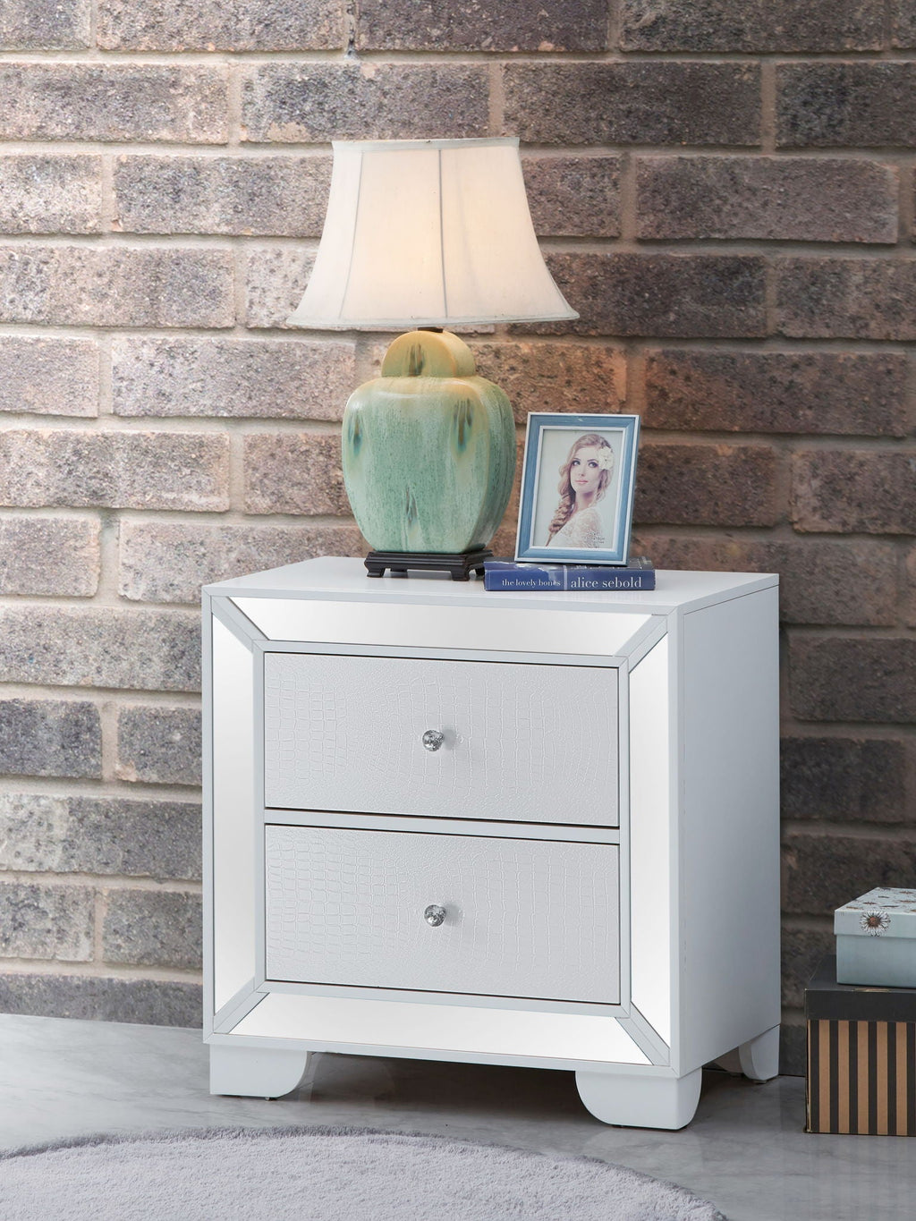 Contemporary Nightstand with Durable Construction - Silver Champagne