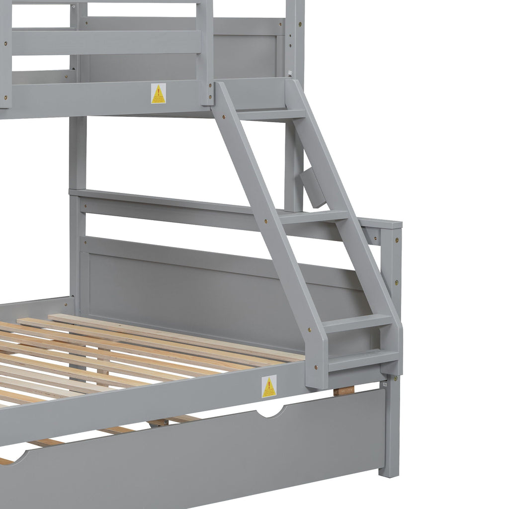 Twin Over Full Bunk Bed with Ladder and Storage Options - White or Dark Gray