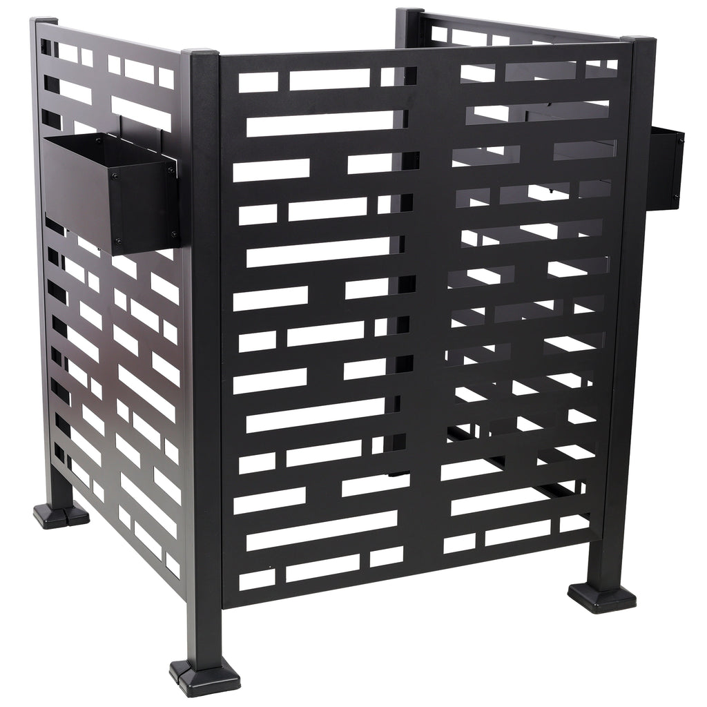 3x3 Ft Metal Air Conditioner Privacy Fence with Planter Boxes - Black