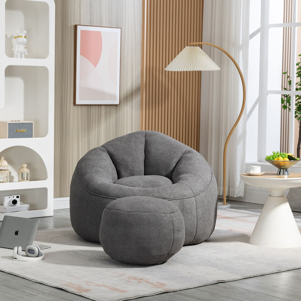 High Pressure Foam Bean Bag Sofa Chair with Footrest – Multiple Colors