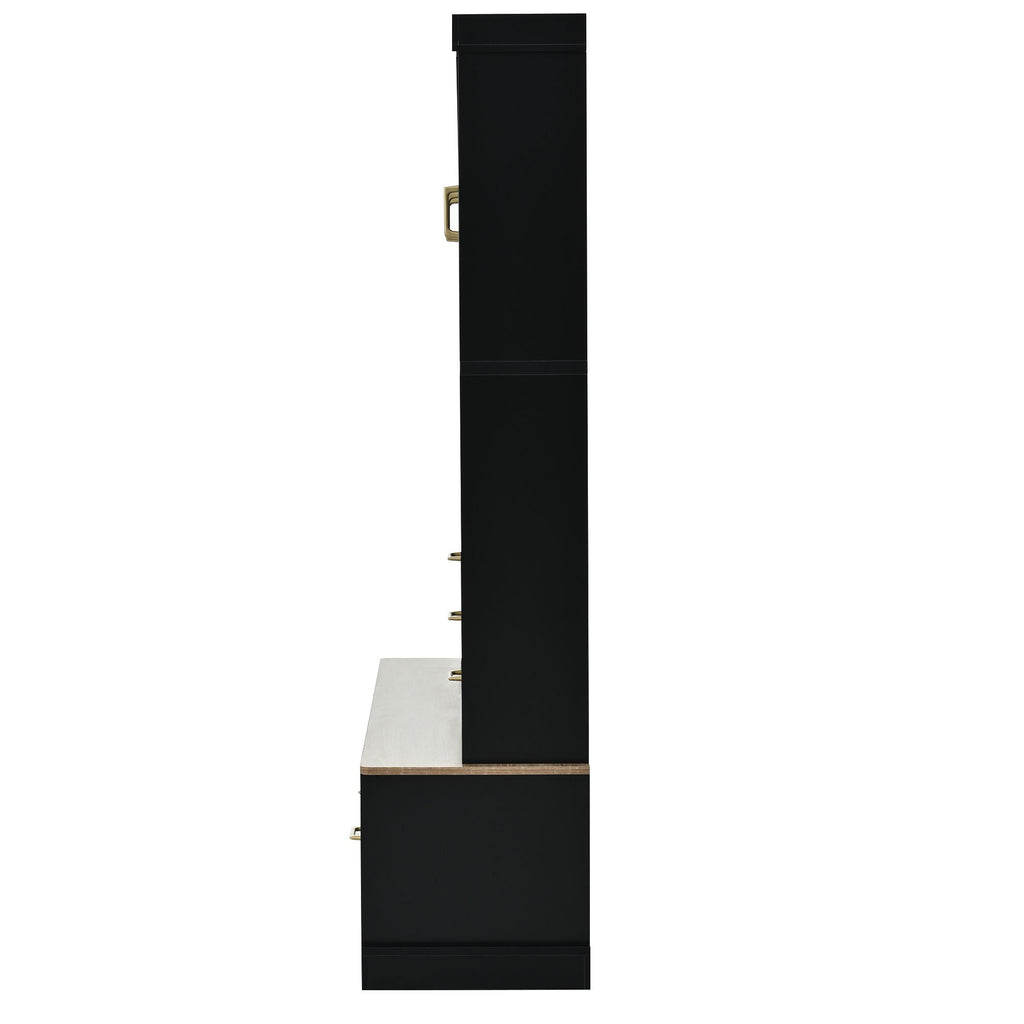 Entryway Hall Tree With Bench and Storage, 5 in 1 Coat Rack – Black or White