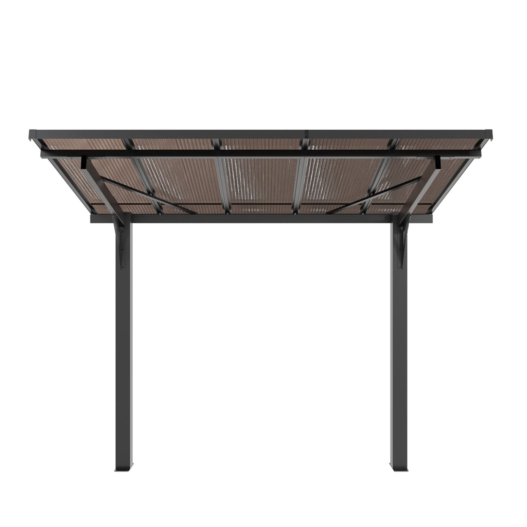 Galvanized Steel Carport with Sloped PC Roof - 8x5ft, Black