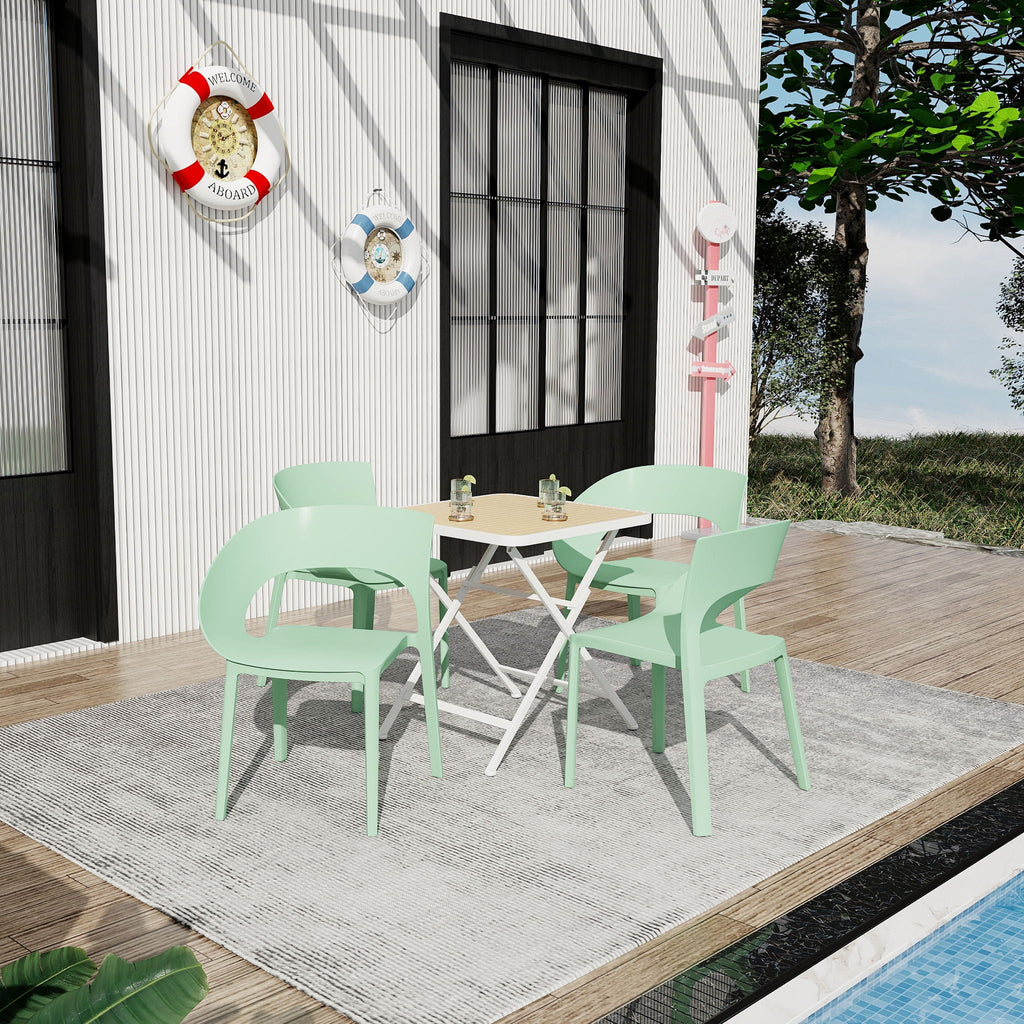 Modern 4 Piece Outdoor Set with Folding Table - Green or Orange