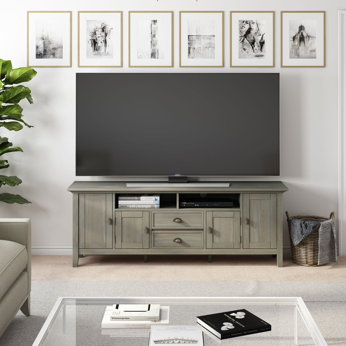 Handcrafted TV Media Stand with Adjustable Shelves - Multiple Colors