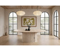 Extendable Round Dining Table with Hidden Storage Base - Wood