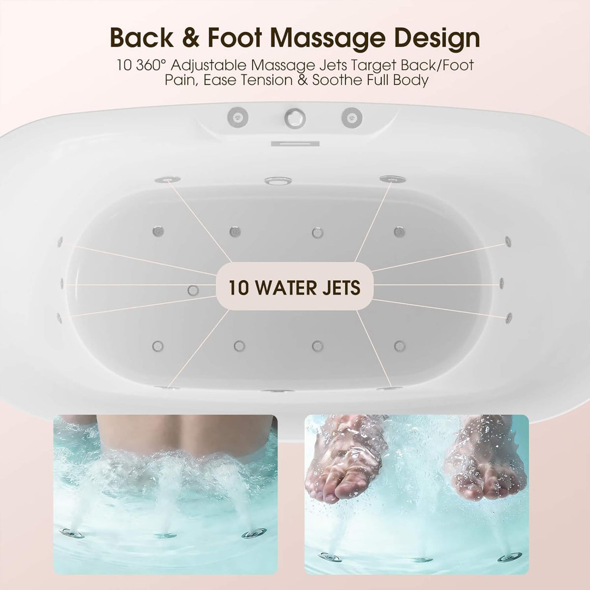 Verano Freestanding Whirlpool Air Bubble LED Massage Bathtub (SAK47639)