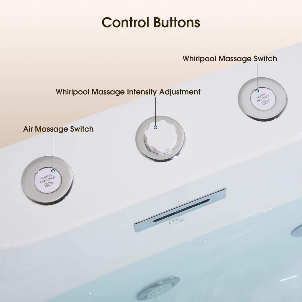 Verano Freestanding Whirlpool Air Bubble LED Massage Bathtub (SAK47639)
