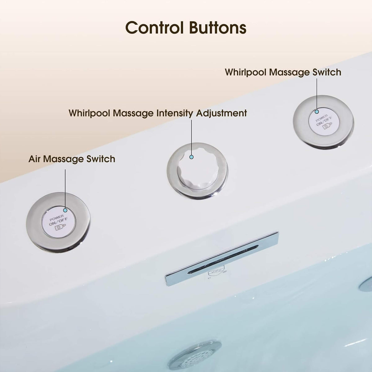 Verano Freestanding Whirlpool Air Bubble LED Massage Bathtub (SAK47639)
