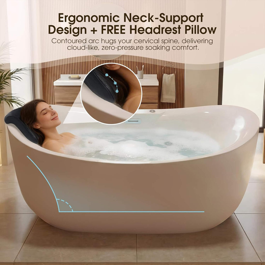 Verano Freestanding Whirlpool Air Bubble LED Massage Bathtub (SAK47639)