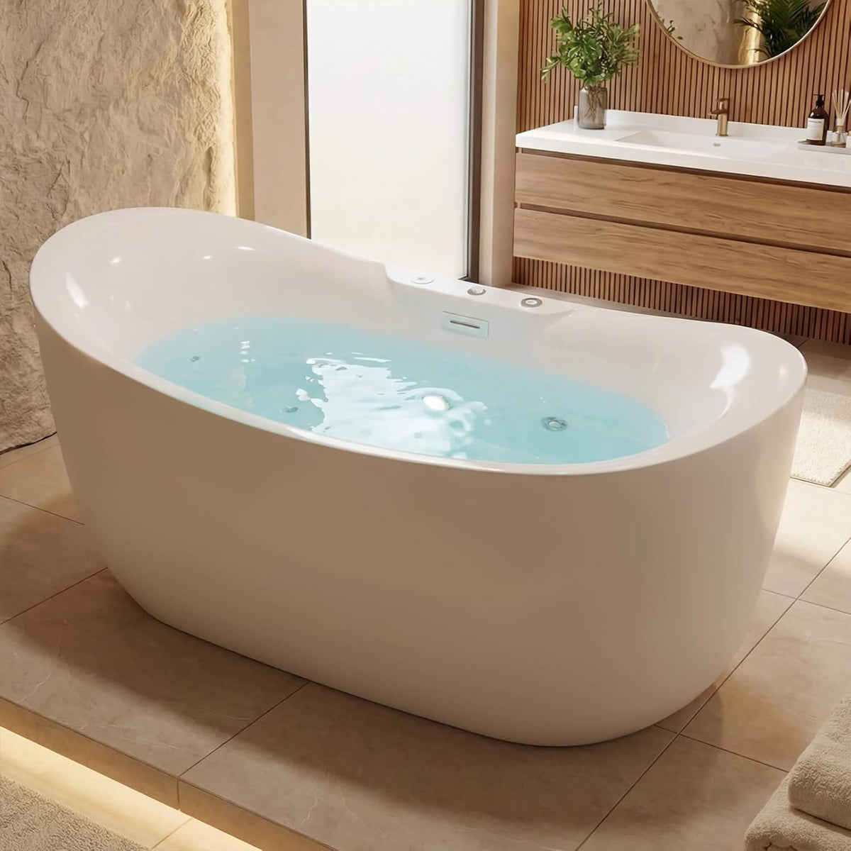Verano Freestanding Whirlpool Air Bubble LED Massage Bathtub (SAK47639)