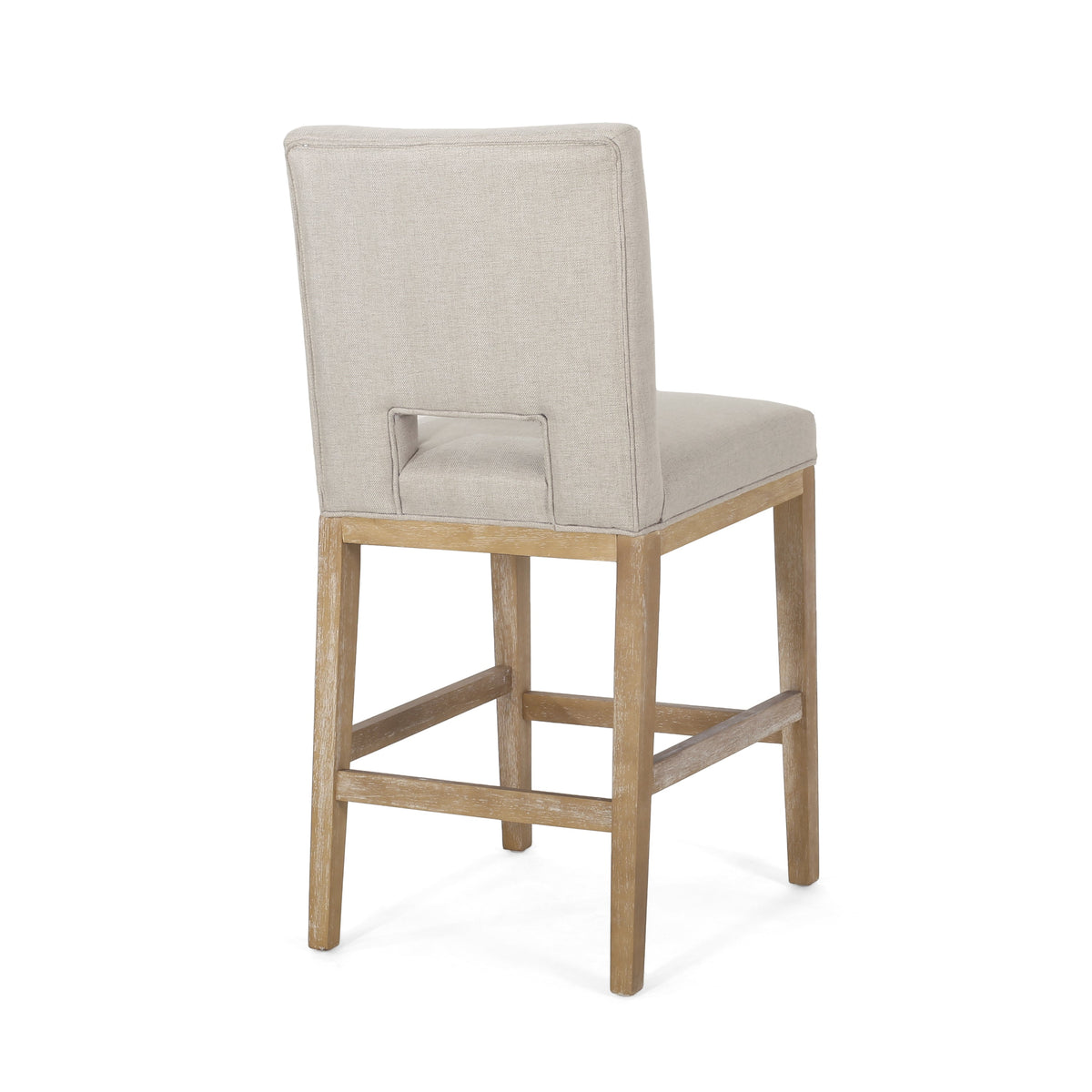 27 Inch Fabric Counter Stools, Set of 2 with Sturdy Rubberwood Legs - Wheat