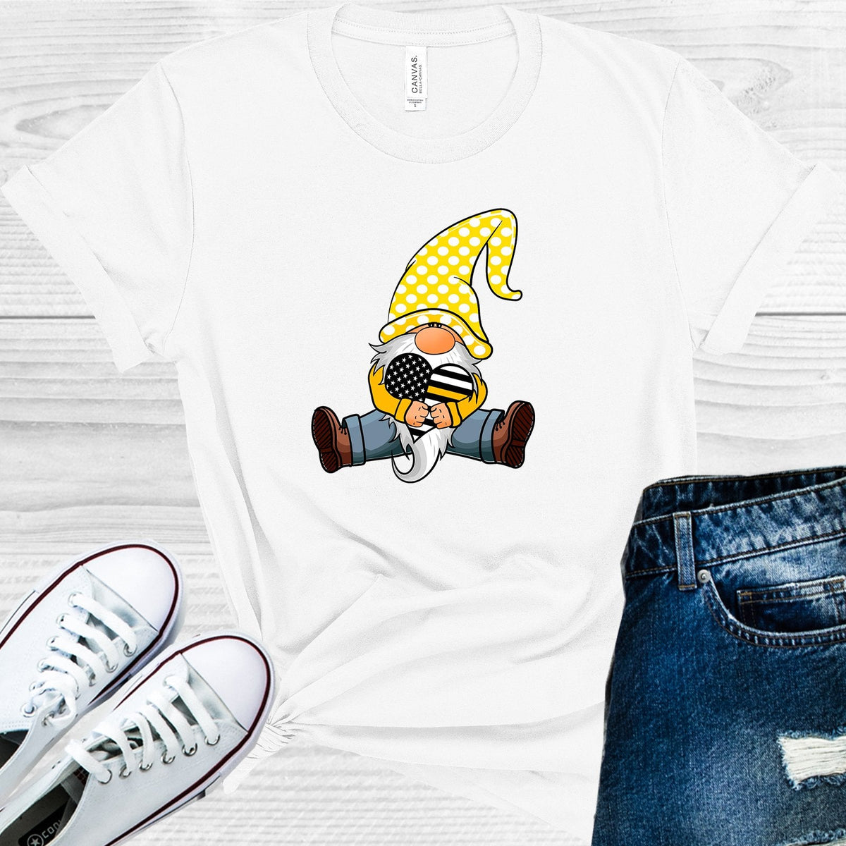 Thin Yellow Line Gnome Graphic Tee