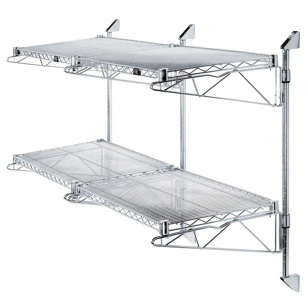 Quantum DCB18 18-Inch Double Post Cantilever Shelf Arm, Wall-Mounted, Chrome Plated