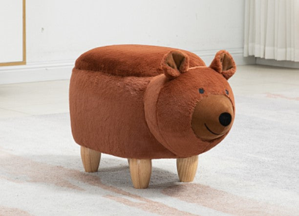 Blake the Bear Storage Ottoman with Solid Wood Legs - Faux Fur