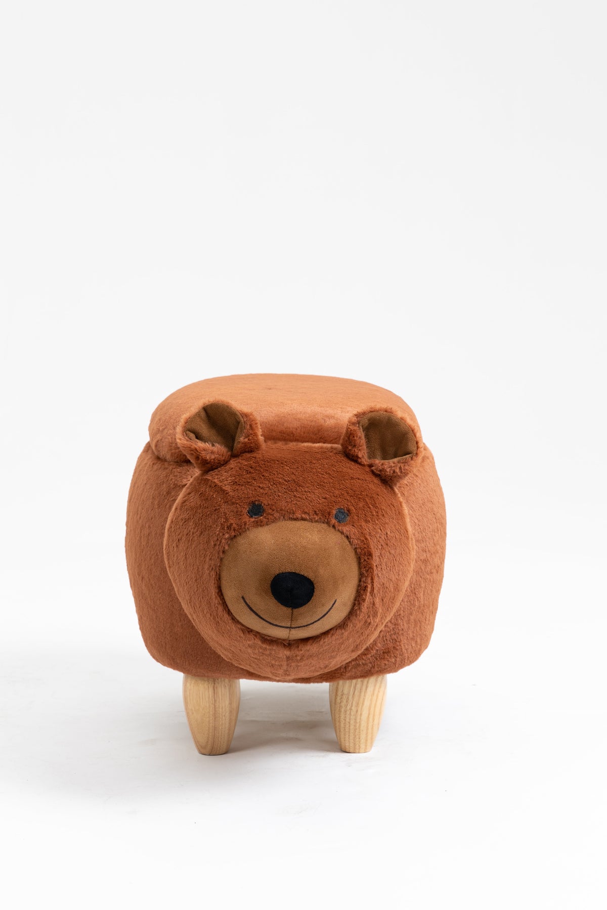 Blake the Bear Storage Ottoman with Solid Wood Legs - Faux Fur