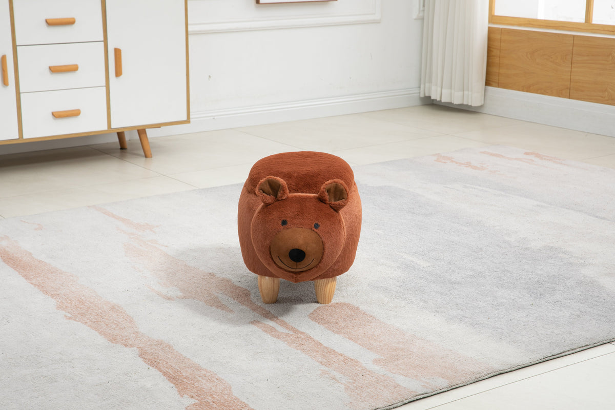 Blake the Bear Storage Ottoman with Solid Wood Legs - Faux Fur