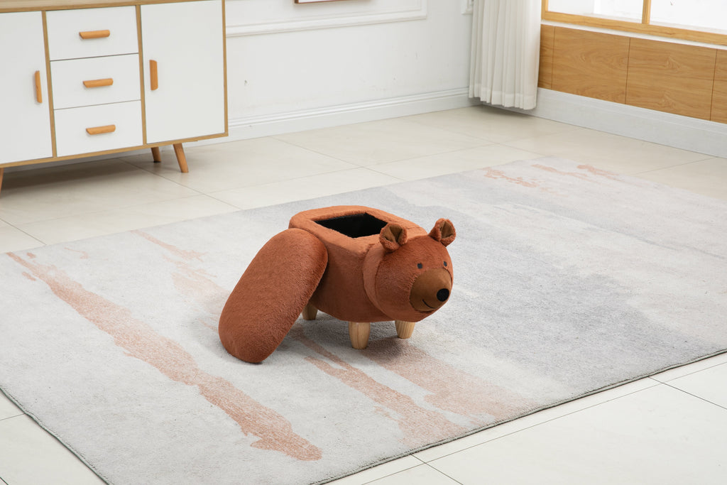 Blake the Bear Storage Ottoman with Solid Wood Legs - Faux Fur