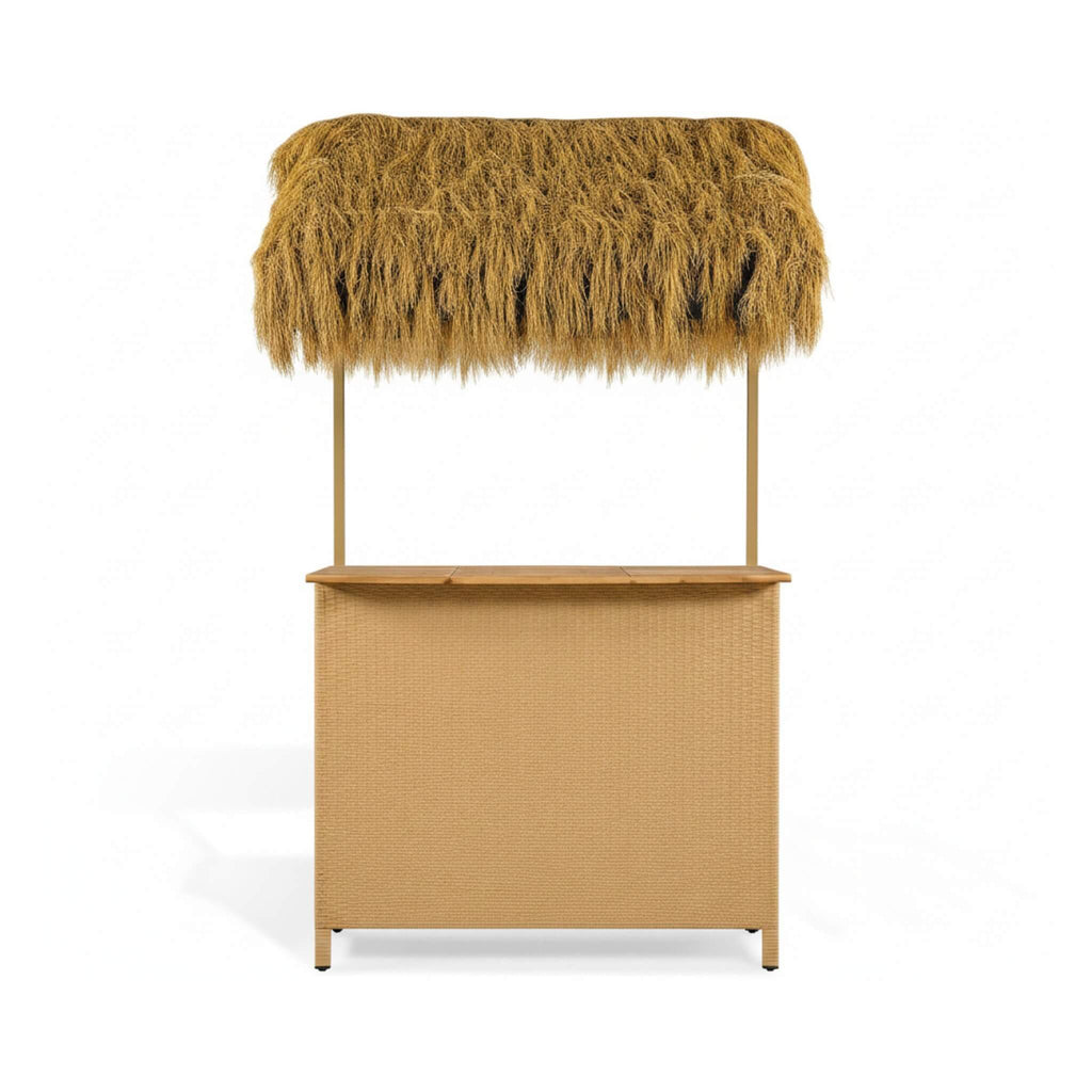 3-Piece Hawaiian Bar-Height Patio Set With Grass Canopy And Stools (SAK63047)