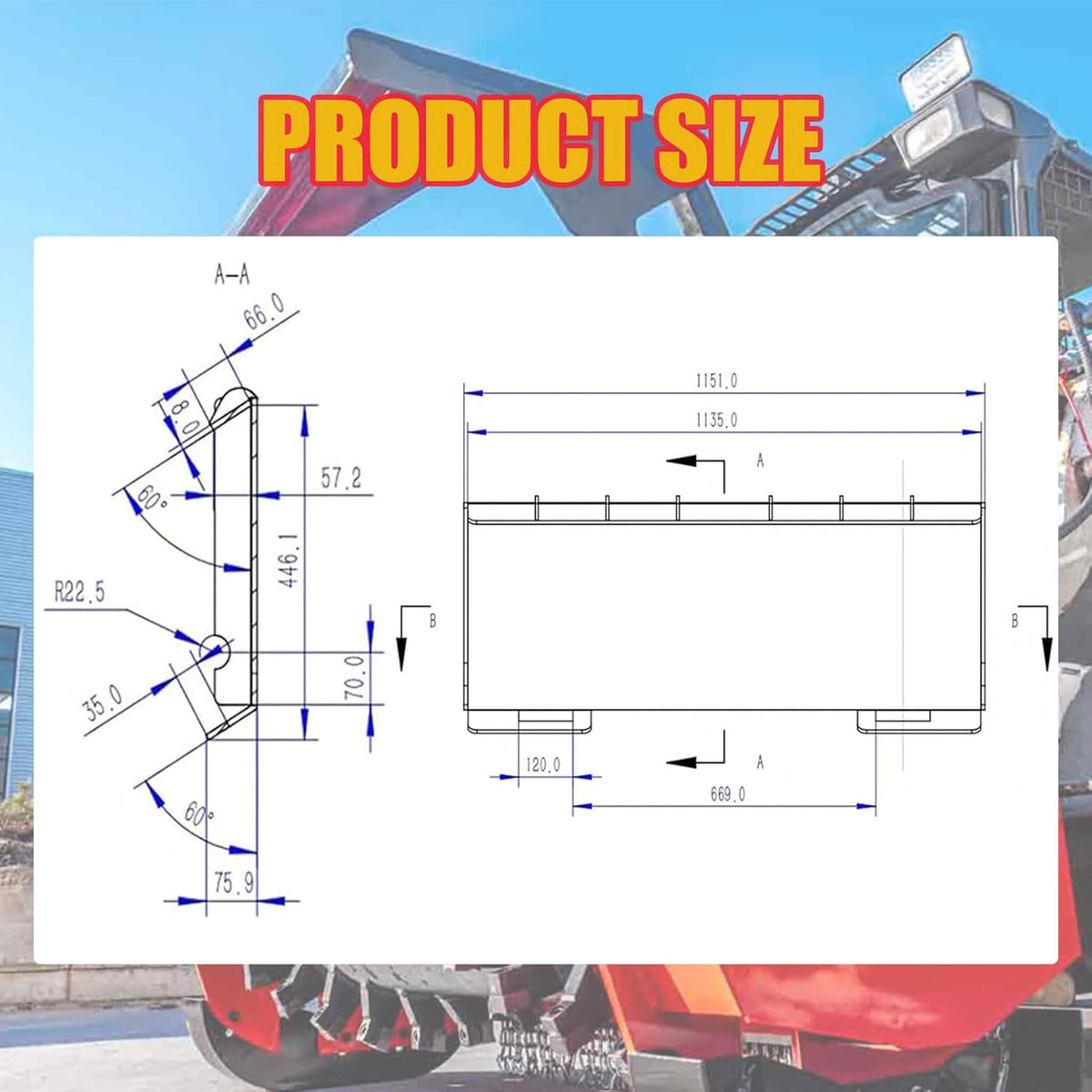 Heavy-Duty 72-Inch Hydraulic Forestry Mulcher Skid Steer Loader Attachment (SAK39168)