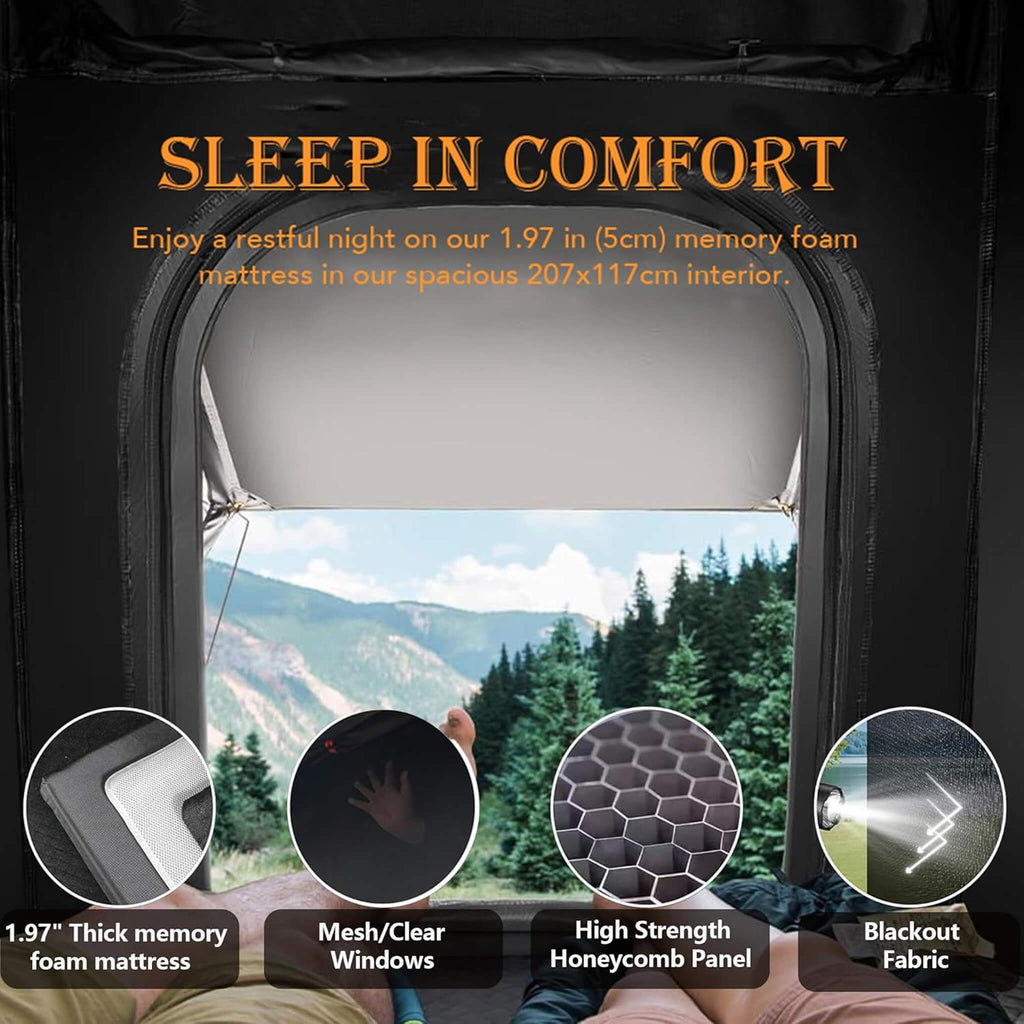 Ridge Heavy-Duty Aluminum Hard-Shell Rooftop Tent With Ladder, LED Lighting, And Memory Foam Mattress (SAK82931)