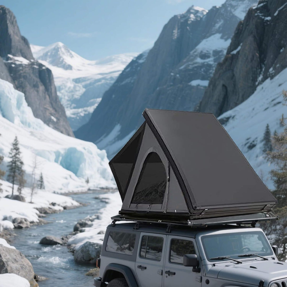 Ridge Heavy-Duty Aluminum Hard-Shell Rooftop Tent With Ladder, LED Lighting, And Memory Foam Mattress (SAK82931)