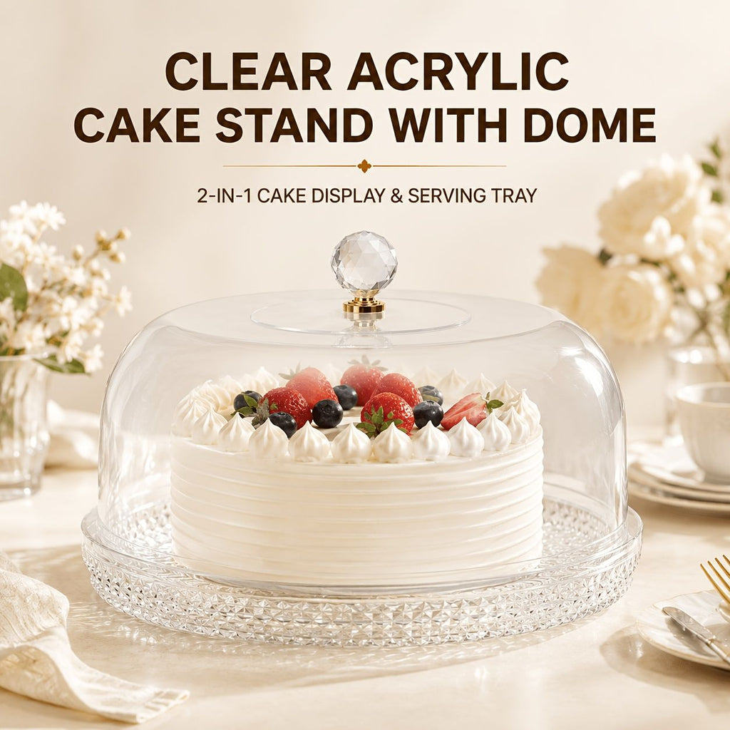 2-in-1 Cake Stand with Acrylic Dome Cover