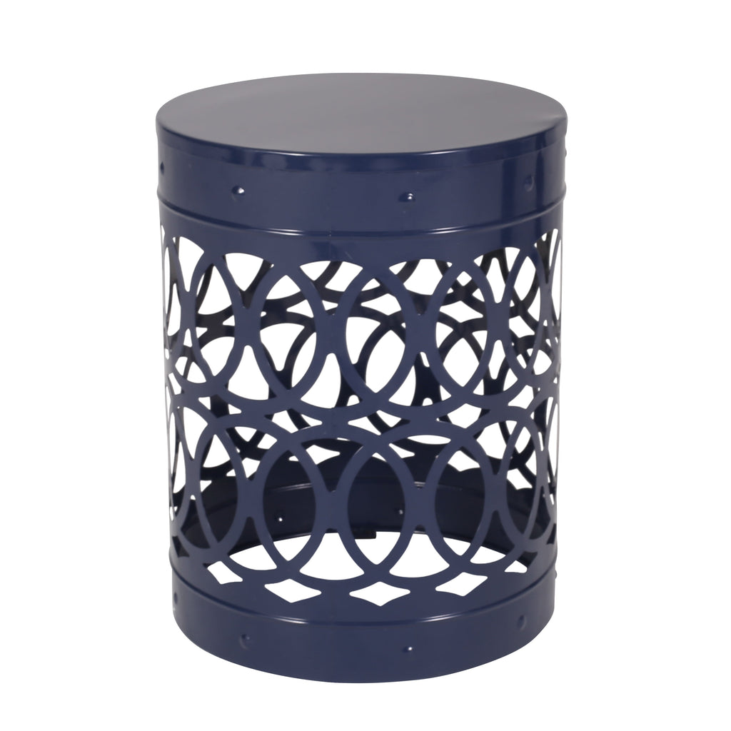 Navy Blue Outdoor Metal Set of 2 End Tables