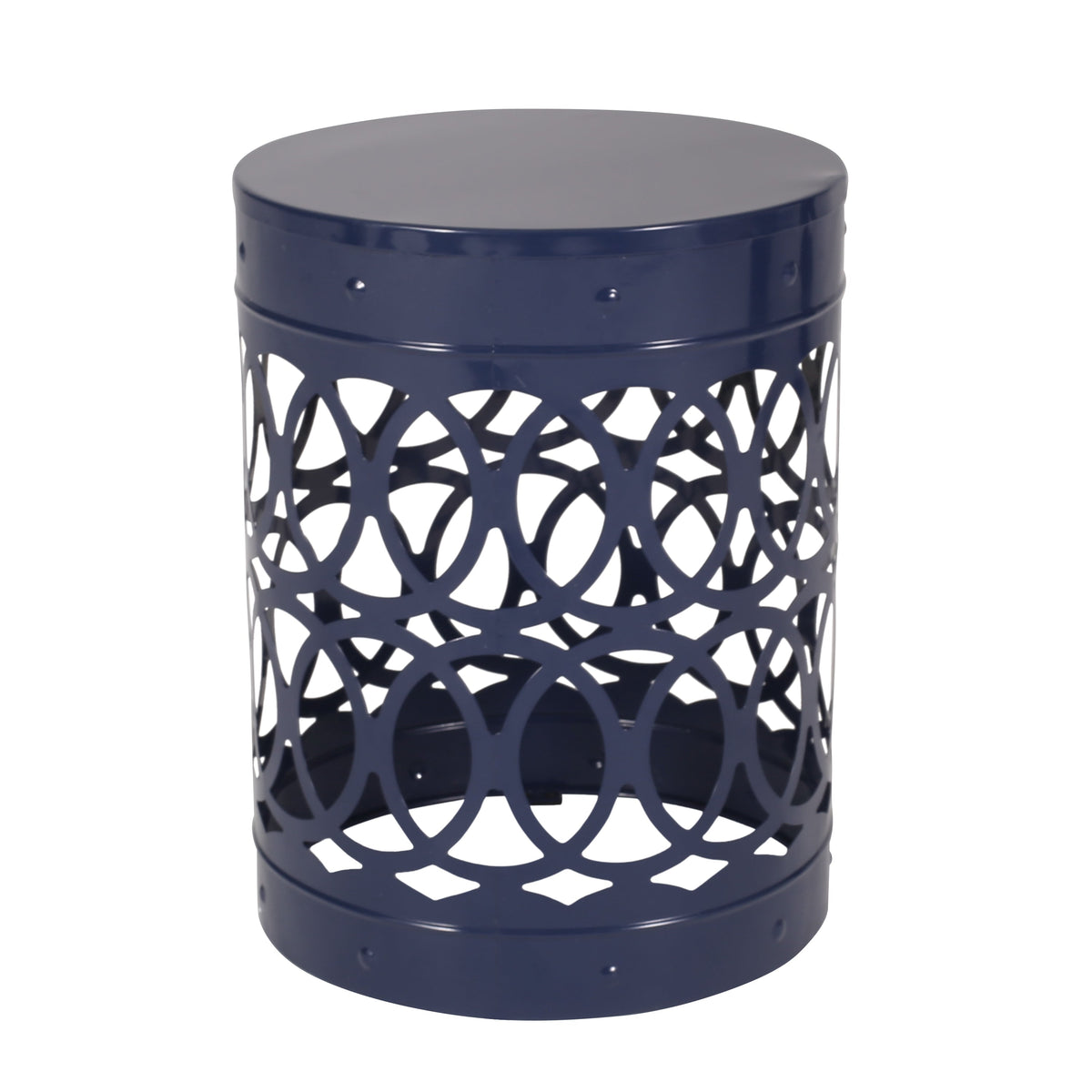 Navy Blue Outdoor Metal Set of 2 End Tables