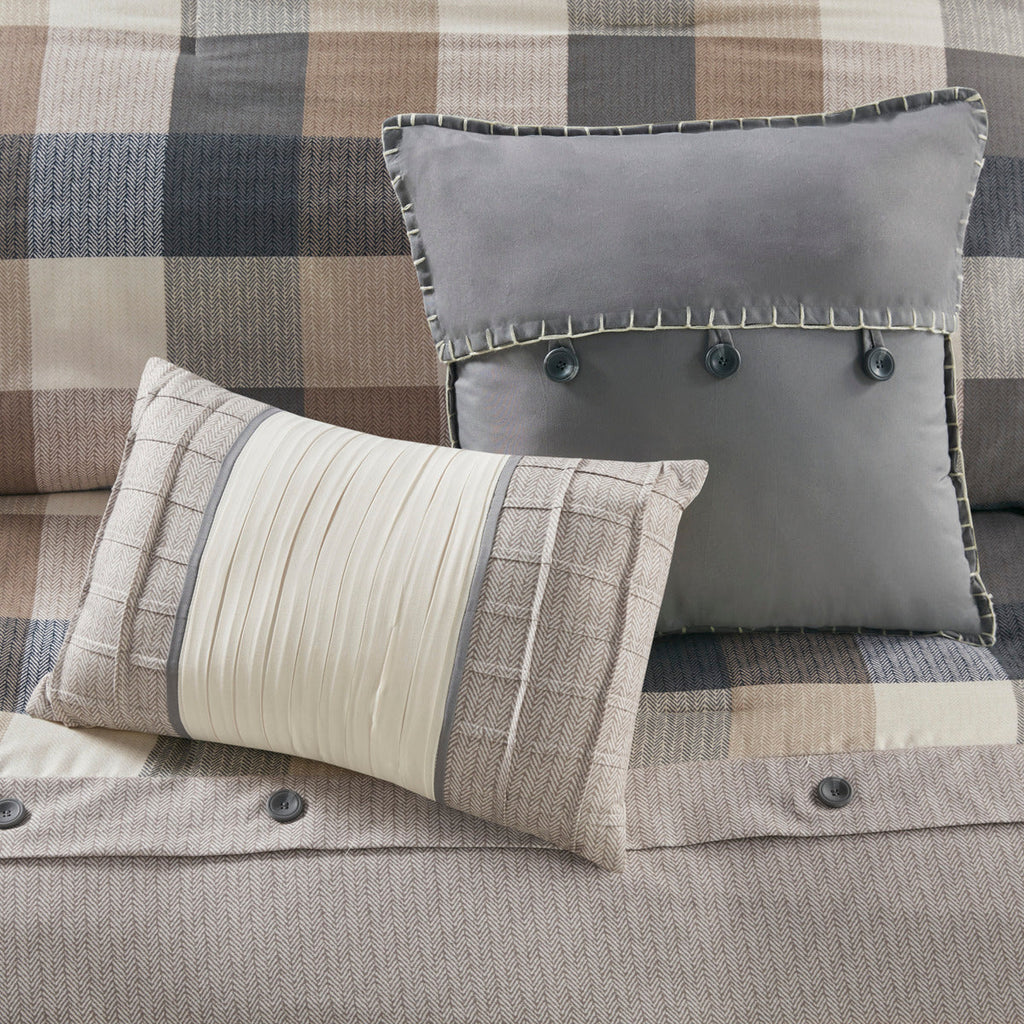 7 Piece Herringbone Comforter Set Neutral King