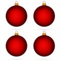 Set of 4 Translucent Red Glass Ball Christmas Ornaments 4 Inches (022)